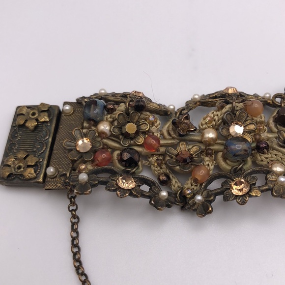 VTG Michal Negrin large cuff bracelet One of a kind. Bohemian. Floral. Signed - Picture 8 of 16